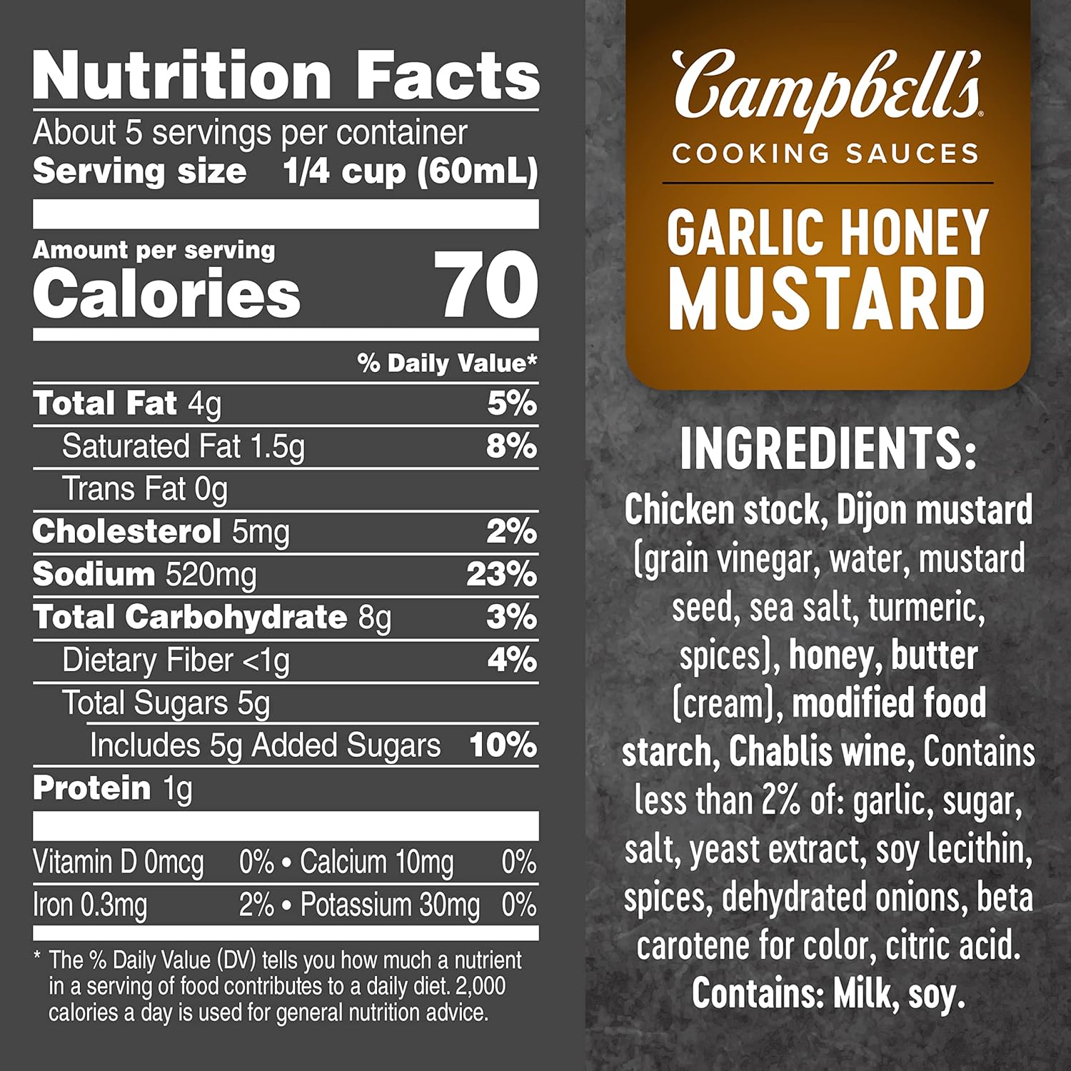 Campbell’s Cooking Sauces, Garlic Honey Mustard Sauce, 11 oz Pouch (Pack of 6)