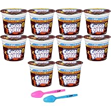 General Mills Cocoa Puffs 25% Less Sugar, 2 oz Bowl Pack of 10 with By The Cup Mood Spoons