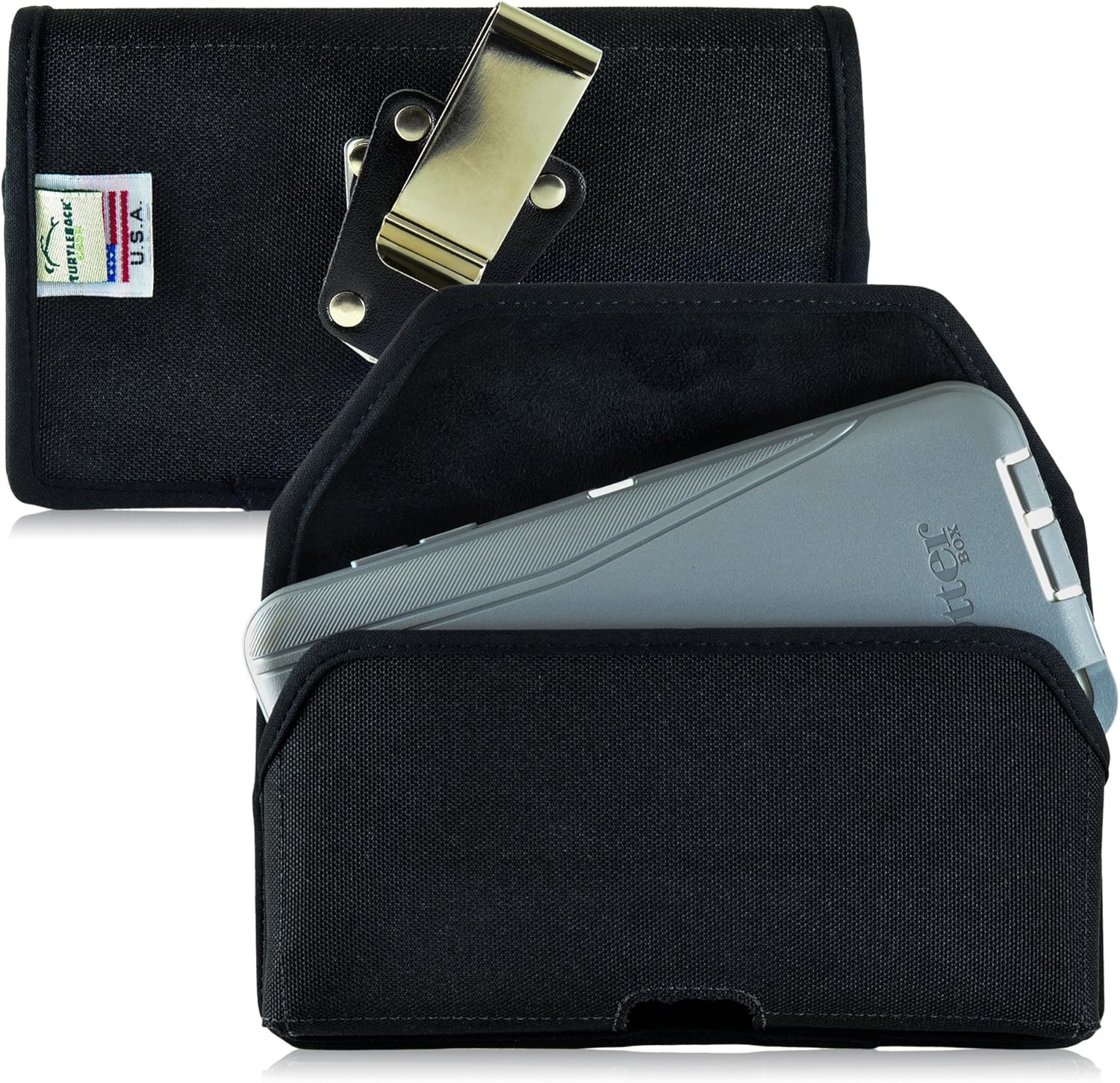 Turtleback Belt Clip Case Made for Samsung Galaxy Note 5 Fits w/OB Defender or Bulky Cases, Black Holster Nylon Pouch with Heavy Duty Rotating Belt Clip Horizontal