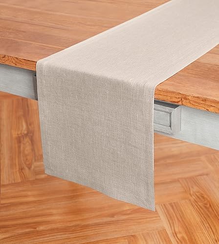 Solino Home Camino de mesa de lino de 14 x 72 pulgadas, camino de mesa rústico natural para primavera, verano, interior, exterior, lavable a máquina