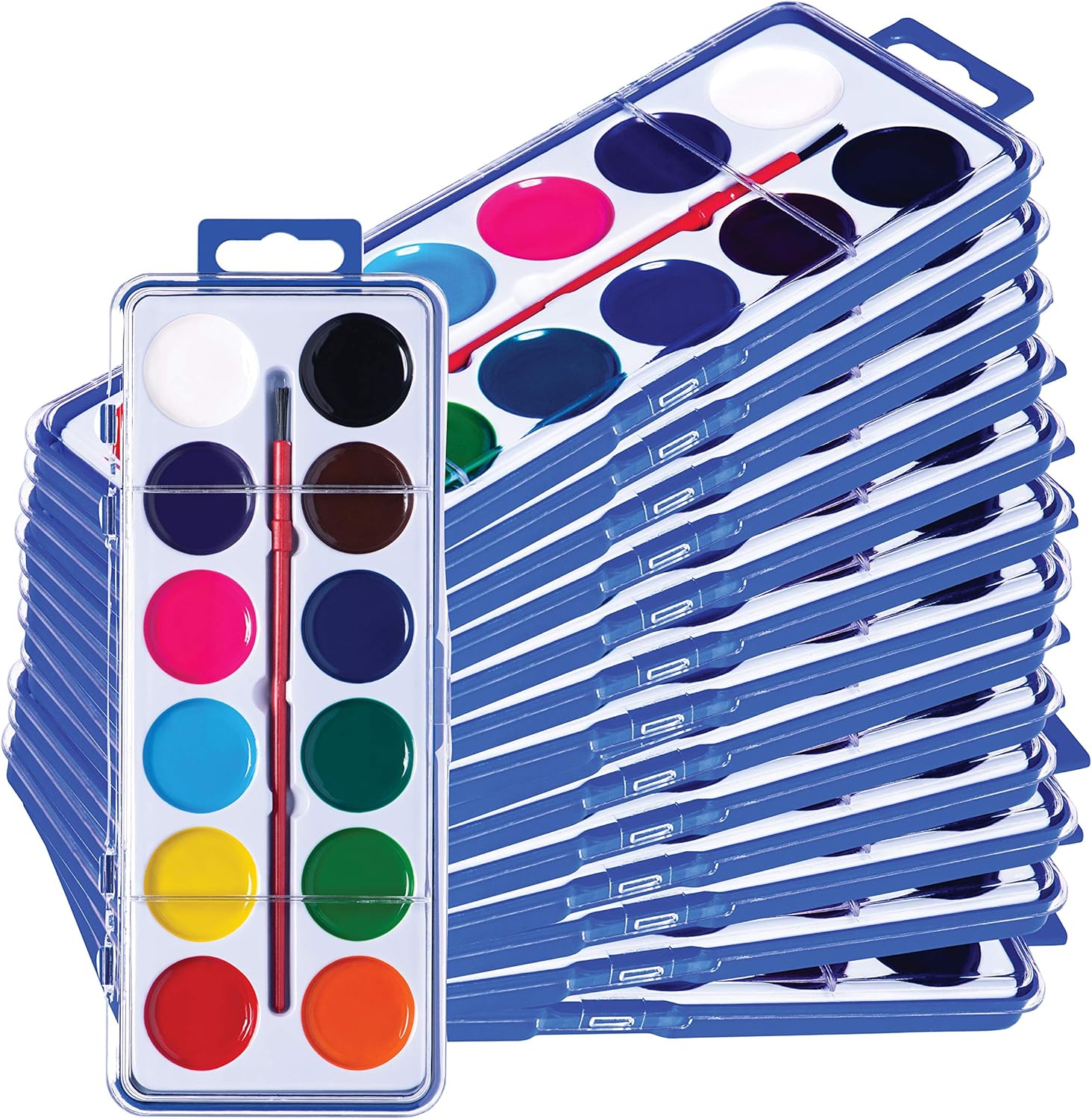 Neliblu Water color Paint Set for Kids - Bulk Watercolor Paint Set of 24 - Washable Watercolor Paints in 12 Colors - Ideal Fun and Learning Tool for Kids at Home and School - Paintbrush Included