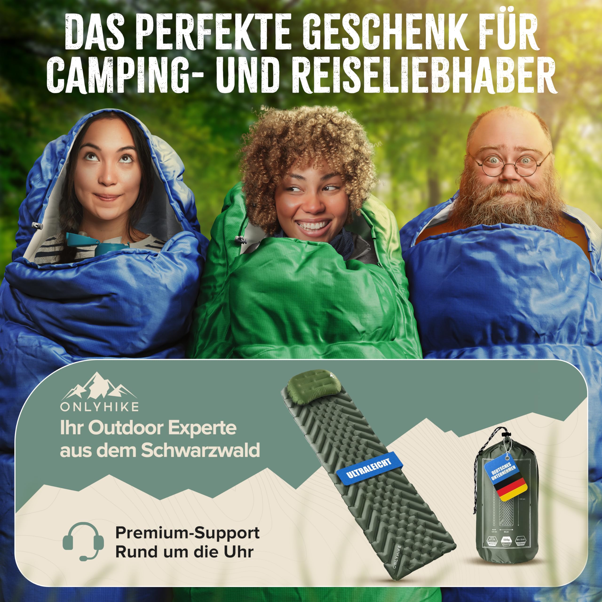 Saco de dormir de invierno y 3 estaciones (-15 °C hasta +15 °C), saco de dormir de invierno cálido y ligero (1700 g), para una noche cálida en camping, trekking, exterior y viajes [M-XL]