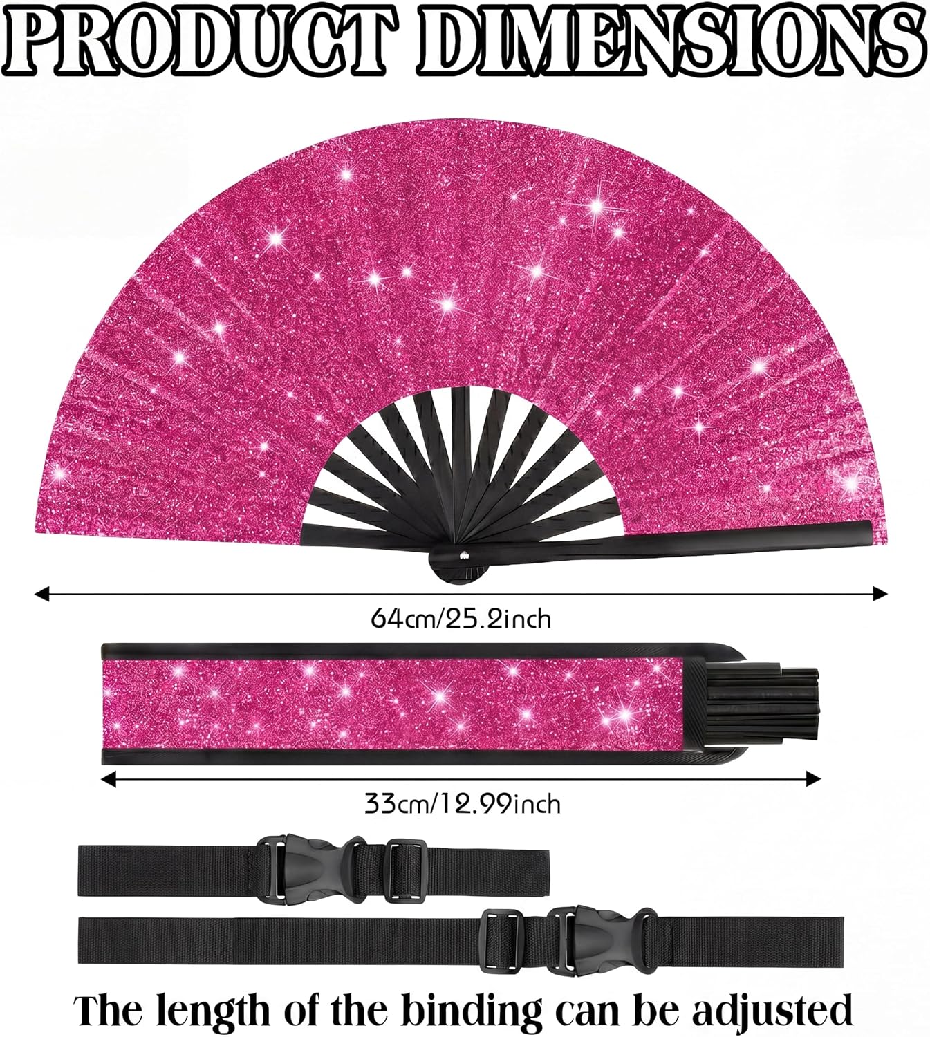Ripeng 13" Rainbow Glitter Folding Fans Colorful Folding Lgbt Pride Month Accessories Fan for Women Men Party image 4