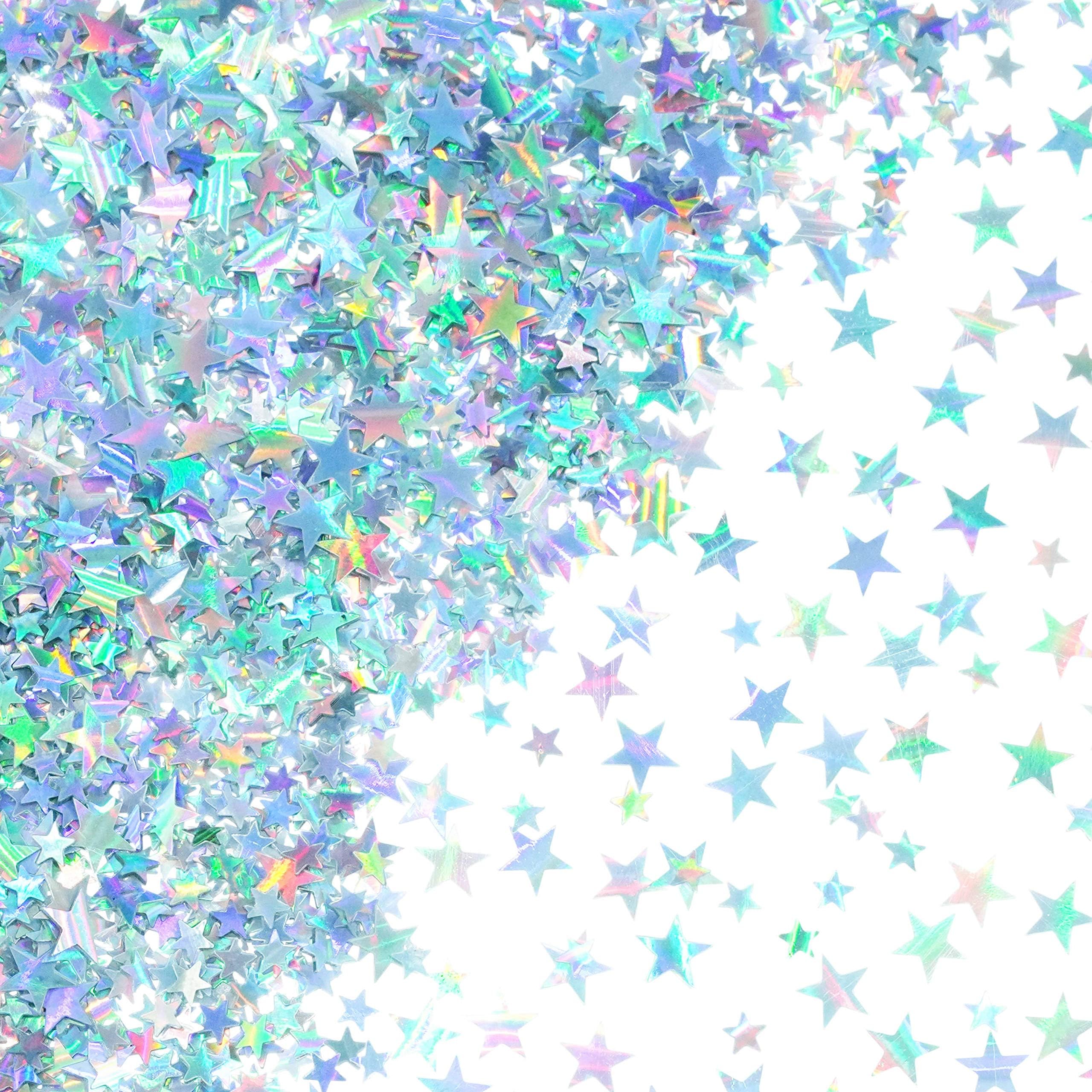 Silver Twinkle Stars Table Sprinkles - Sparkle Foil Metallic Sequins Wedding Under The Sea Baby Shower Birthday Party Decorations, 60g