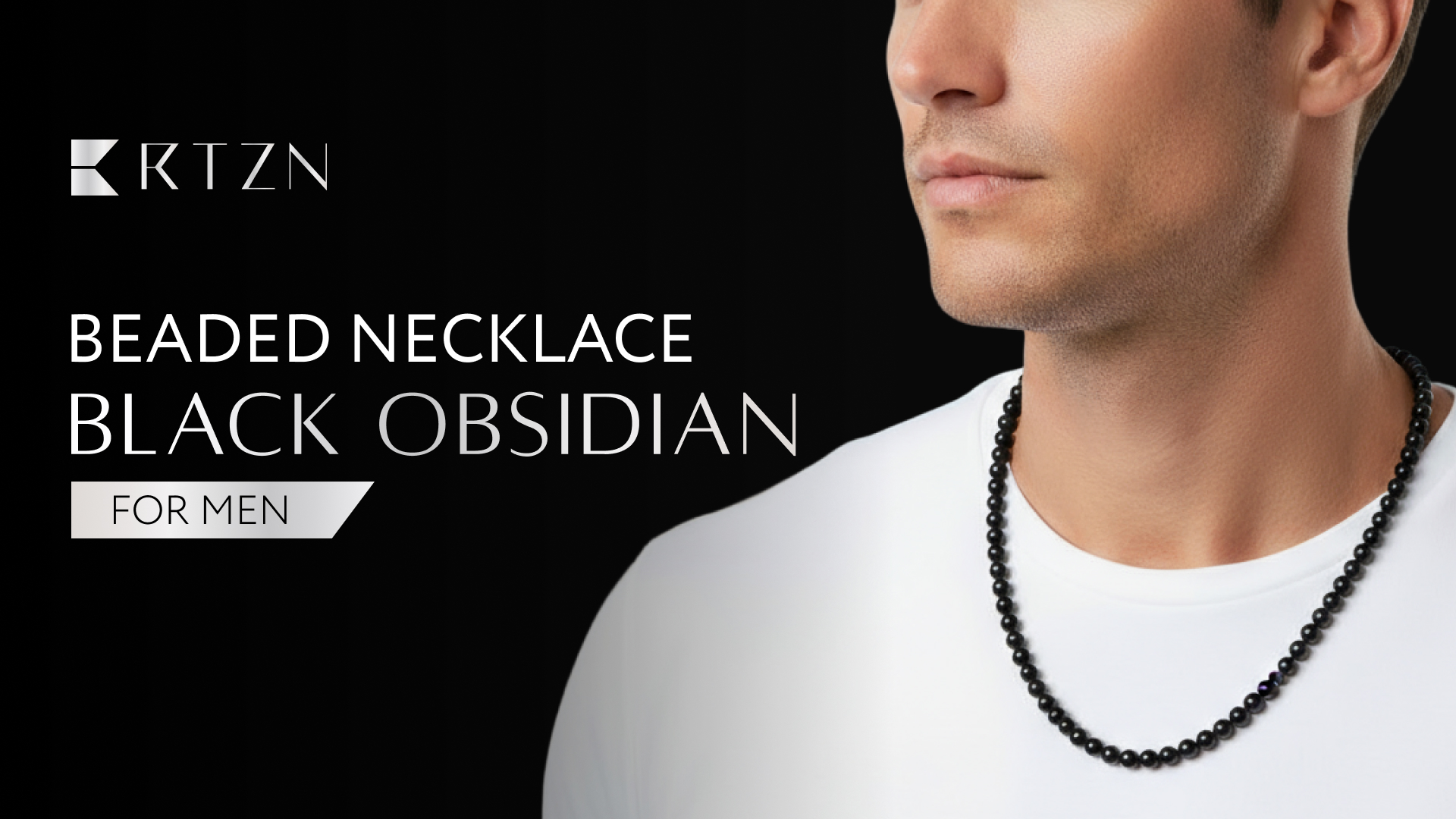 RTZN® Black Obsidian Necklace for Men — Premium Artisan