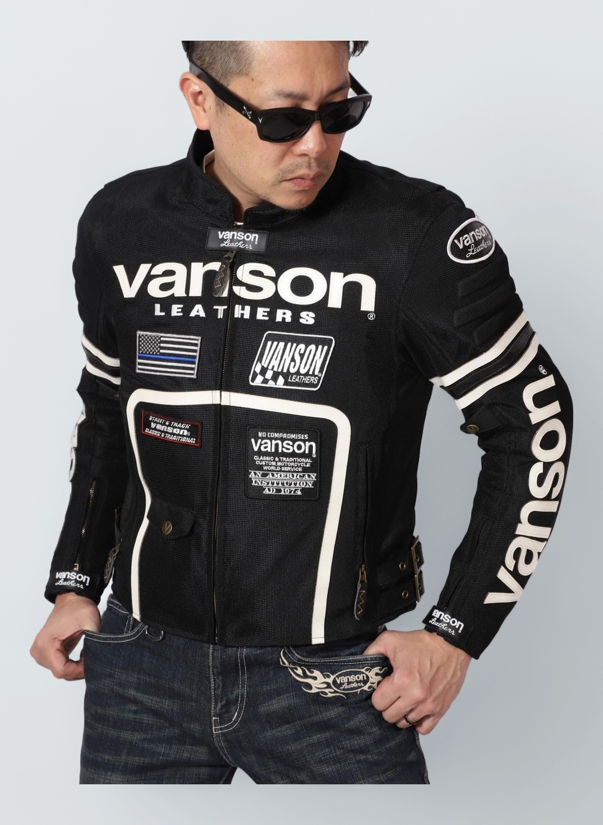 VANSON メッシュライダースジャケット VS24105S サイズL Amazon.co.jp: [バンソン] メッシュライダースジャケット VS24105S 肩