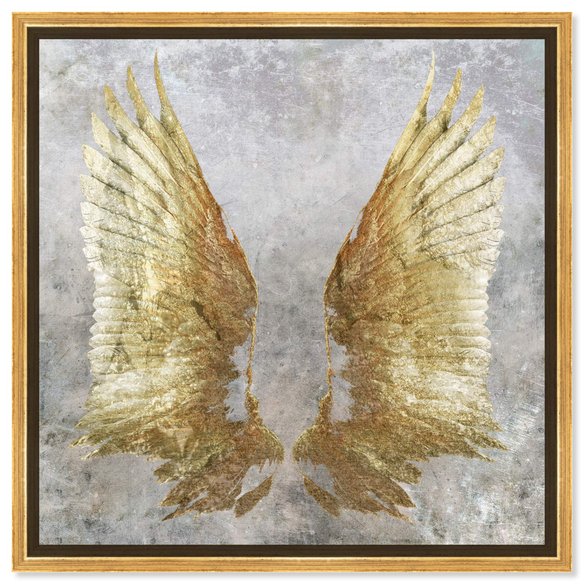 The Oliver Gal Artist Co. Fashion and Glam Framed Wall Art Canvas Prints 'My Golden Wings Home Décor, 30x30, Gold