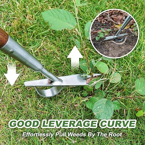 Miniatura 4 de Seeding Widger, desbrozadora manual de acero inoxidable de 60 pulgadas con buen apalancamiento para tirar fácilmente de malezas grandes, extractor