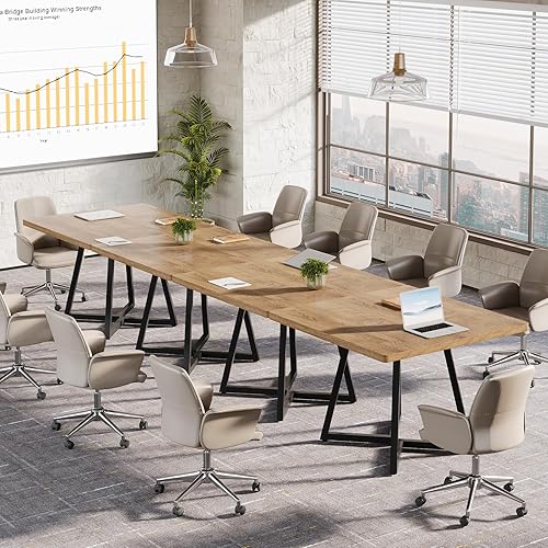 Miniatura 14 de Tribesigns Mesa de conferencia cuadrada de 31.5 pulgadas, mesa de reuniones de oficina industrial para 4 personas, muebles de podcast de negocios