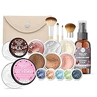 Vista 18 de IMPULSE KIT (FAIR 1) Juego de maquillaje mineral de tamaño completo, base mate, cubierta de polvo transparente