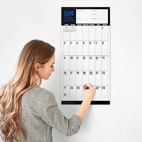 Miniatura 4 de RED EMBER The Big Grid - Calendario mensual colgante de pared 2024 con impresión grande Strictly Business 2024  12 x 24 pulgadas abierto