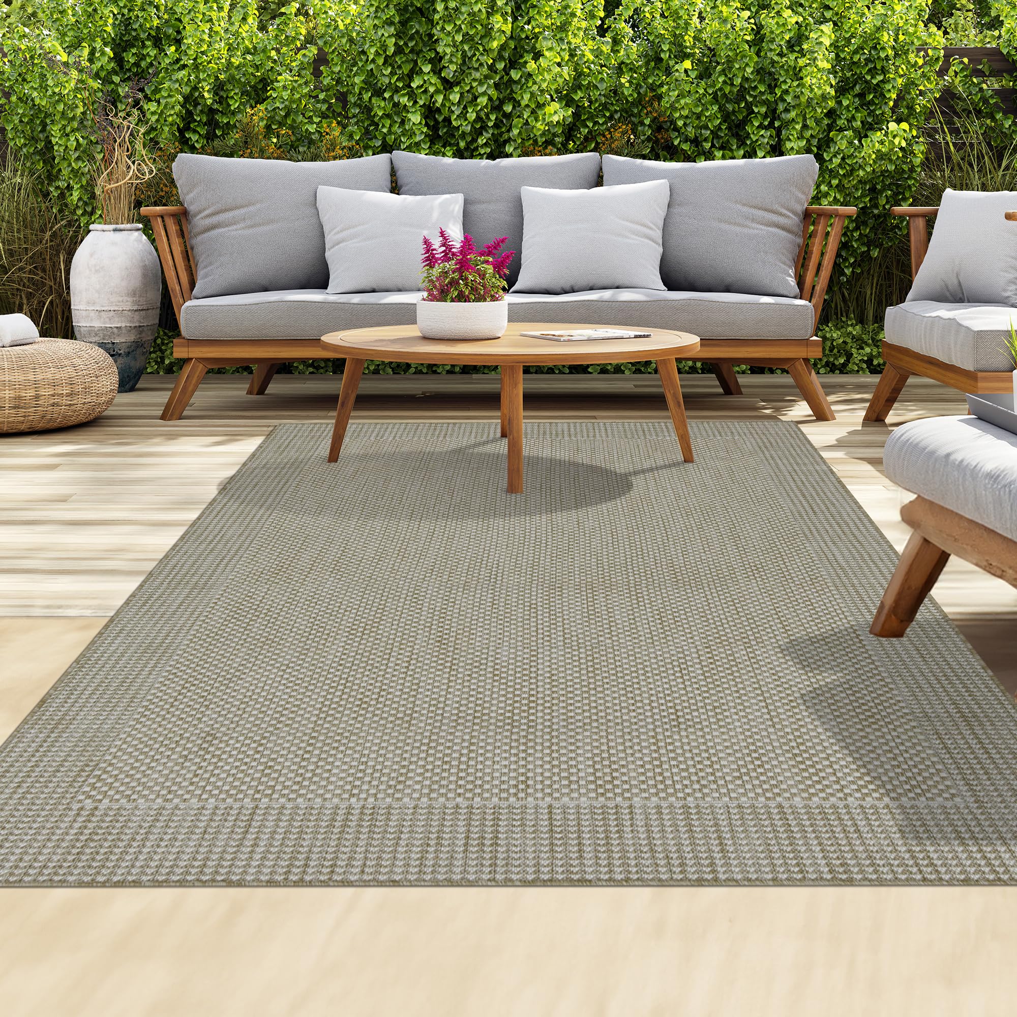 homeart Outdoor Rugs | Easy-Cleaning Indoor & Outdoor Area Rugs for Porch, Deck, Balcony, Garden, Picnic, Kitchen, Hallway | UV & Weather-Resistant Large Patio Rug Mats | Beige Cream, 120 x 170 cm — image 1