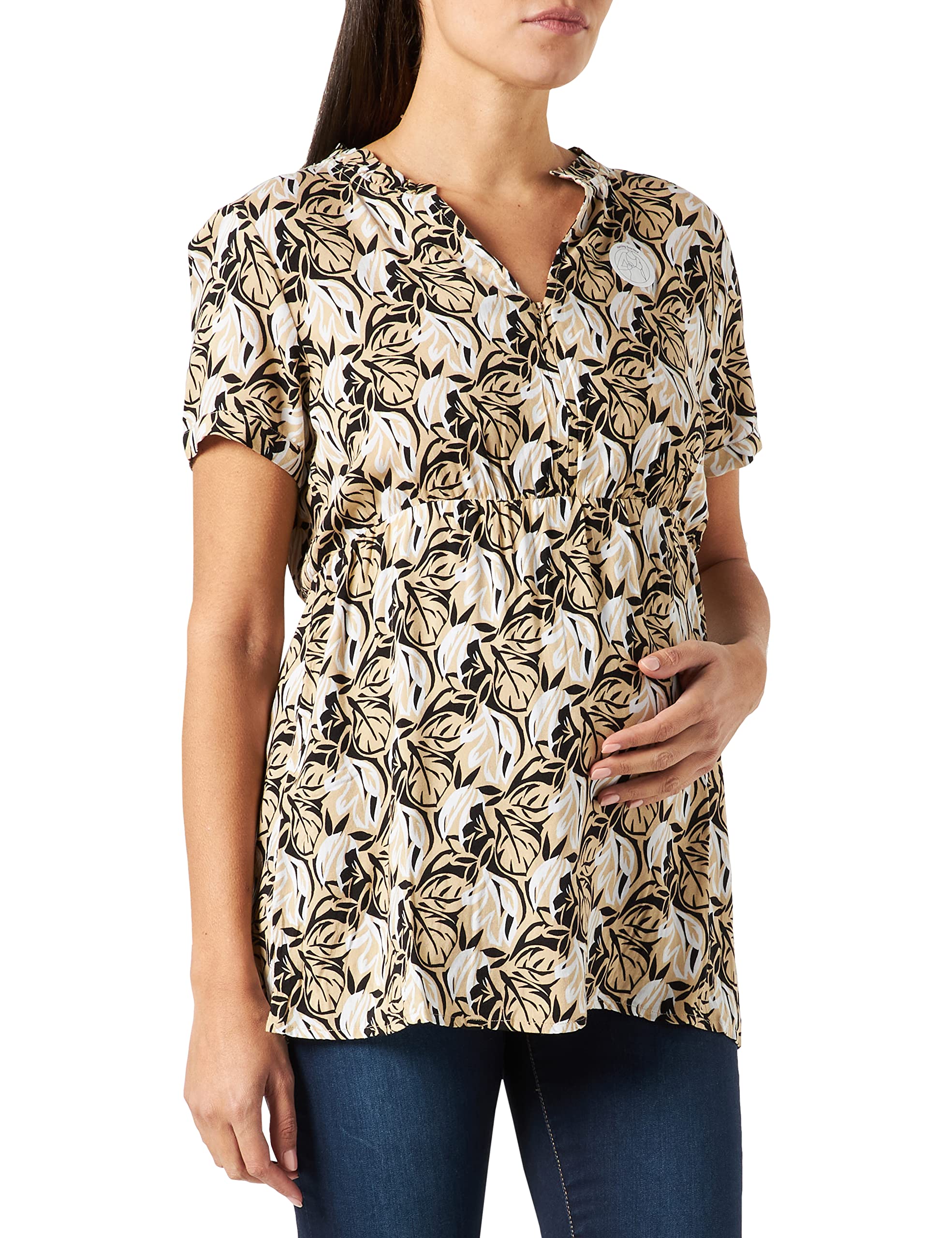 Esprit Maternity Bluzka Kobiety Blouse Nursing Short Sleeve Allover Print