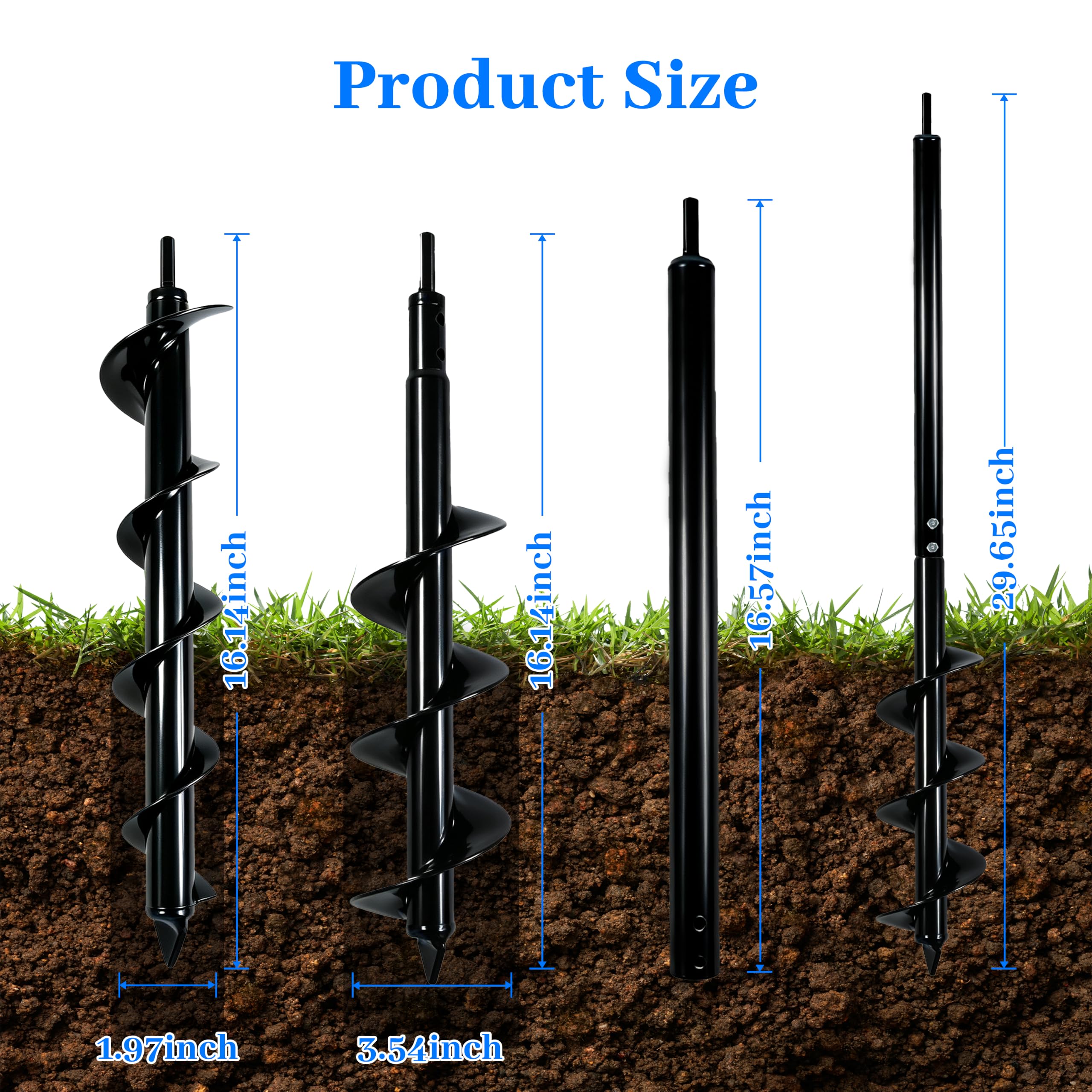 Planting Auger Drill Bit with Extension, 3/8" Hex Drive Gard -2