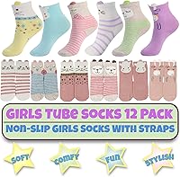 Vista 3 de Tiny Captain Calcetines antideslizantes para bebés y niñas pequeñas con diseño de animales para recién nacidos, bebés y niños pequeños