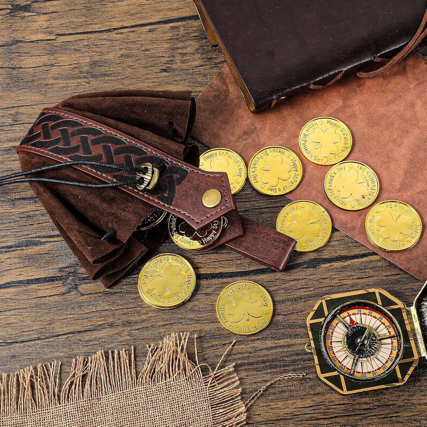 Medieval Faux Leather Pouch, Retro Nordic Coin Purse, Portable Drawstring Purse, Vintage Renaissance Belt Pouch Dice Bag for Men Women Costume Accessories (Brown) - Image 6