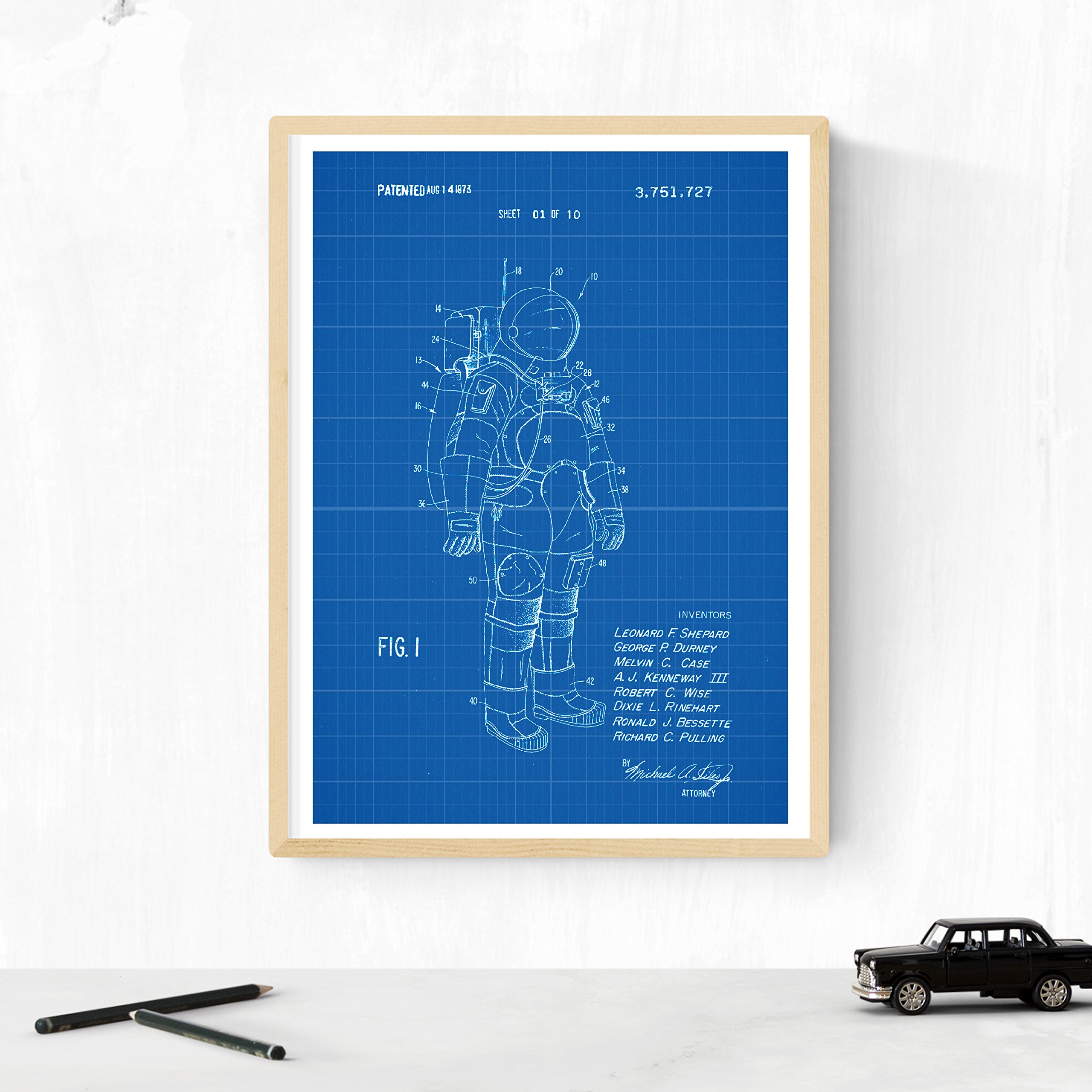 Set 4 Stampe Vintage Nacnic – Brevetti Astronauti E Invenzioni, A4 (21x29,7 Cm), Carta 250g, Prodotte In Spagna