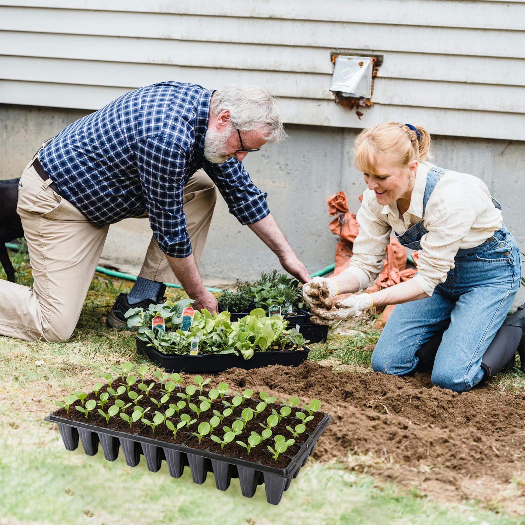 20-teilige Samen-Starterschale, extra Tiefe 50-zellige Samen-Starterschale, robuster Keimbehälter aus Kunststoff für Gewächshaus, Garten und städtische Landwirtschaft, Setzlingsschale