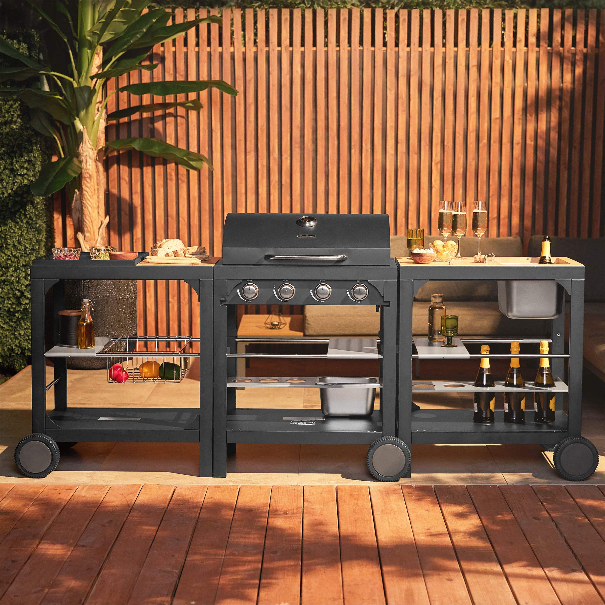 VonHaus Modular Outdoor Kitchen Interlocking Garden Cooking Station