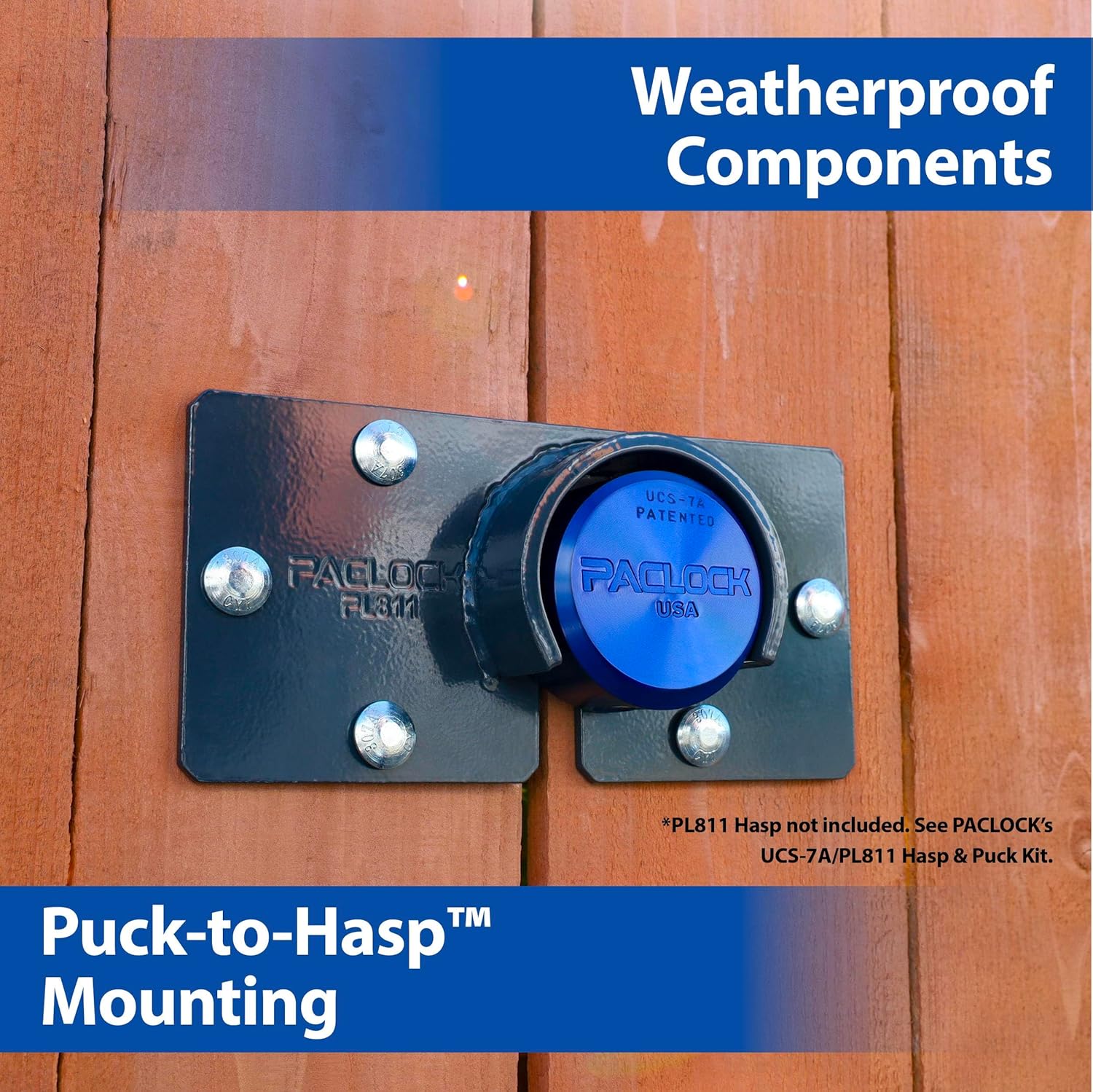 PACLOCK's 7-Series Flat Back Puck w/Tapped Holes, UCS, High Performance 6-Pin Cylinder, One Lock Keyed to a Number U-Pick! w/ 2 Keys, Black
