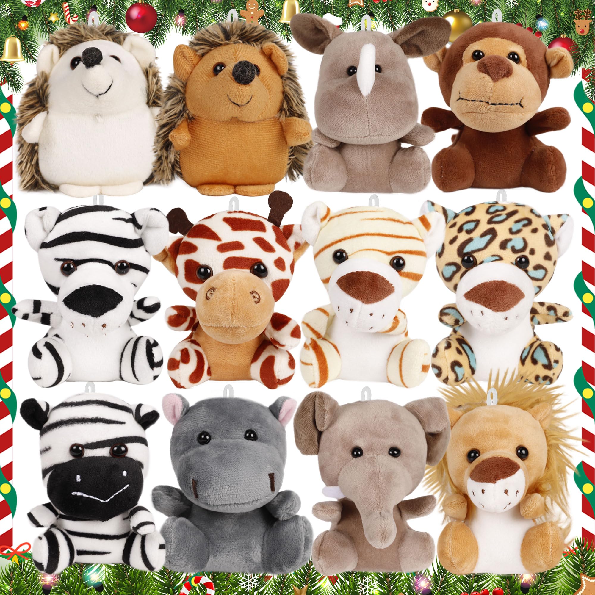 Small Stuffed Animals Bulk, 12 Pack 4.5 Inch Mini Plush Toys, Treasure Box Toys for Classroom, Party Favors for Kids, Plush Keychain, Claw Machine Prizes, for Grandkids