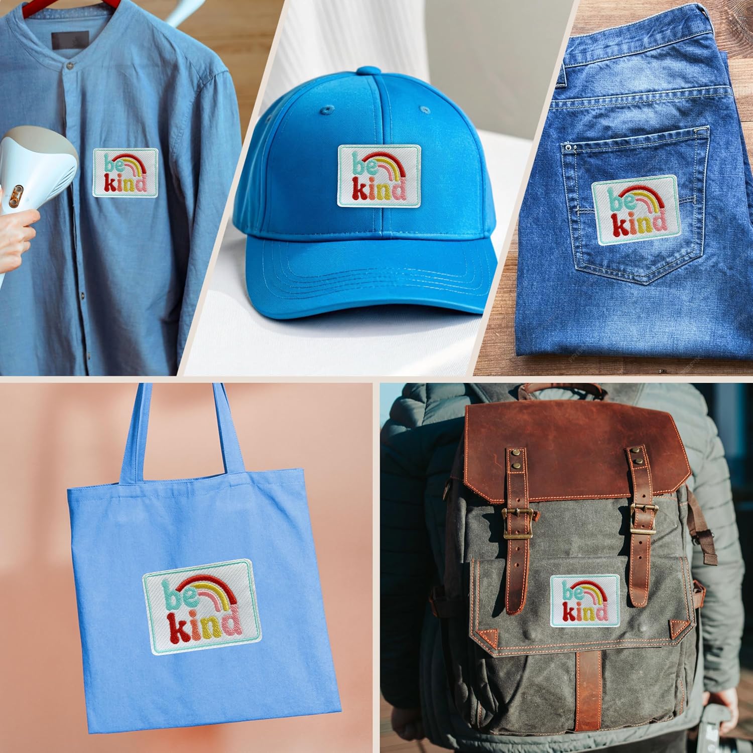 Be Kind Rainbow Patch 3 Inches Inspirational Quotes Motivational Kindness Gift Iron On/Sew On Embroidery Fabric Applique Patches for Trucker Hats Clothes Backpack DIY Accessories Friends Mom Gifts image 2