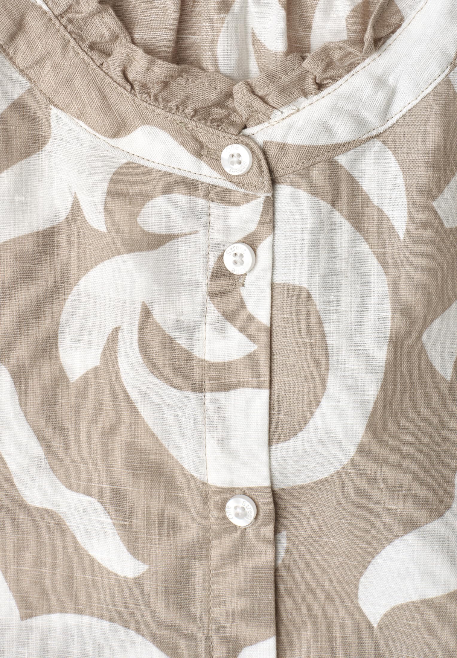 Street One Bluse aus Leinenmix mit Rüschen