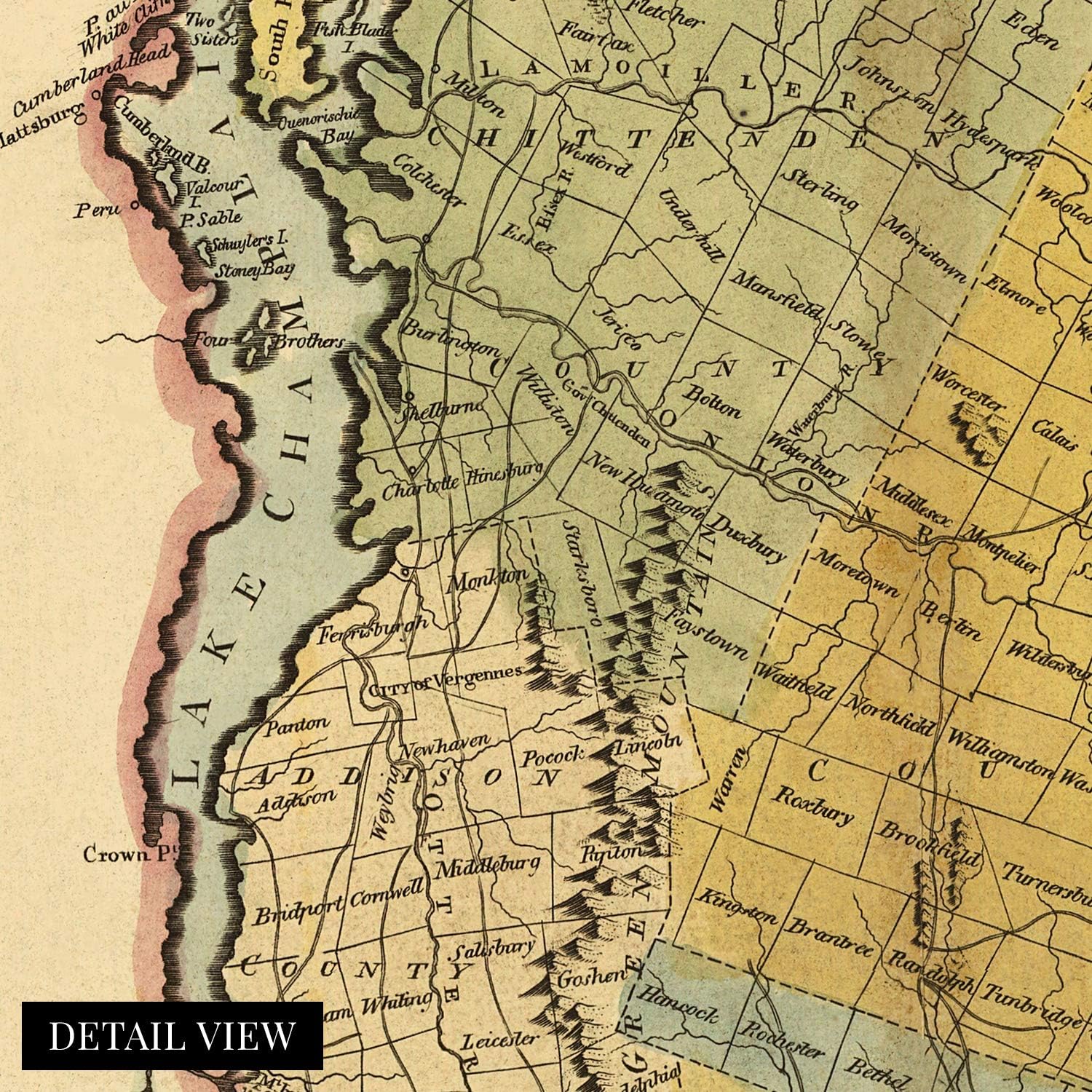 HISTORIX Vintage 1814 Vermont Map - 18x24 Inch Vermont State Vintage Map - Vermont Wall Art - Old Vermont Map Poster - Vermont Wall Decor - Map of Vermont From Actual Survey