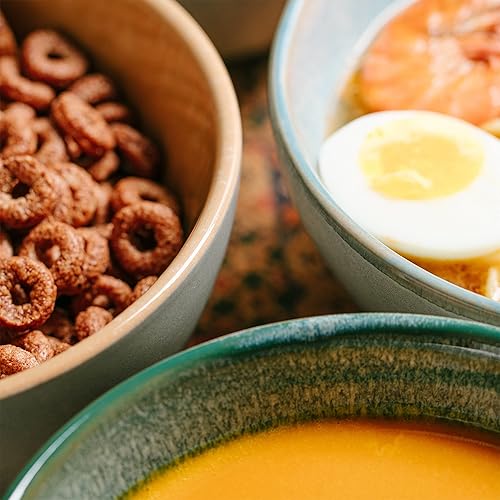 Miniatura 8 de Brew To A Tea BTaT- Cuencos para cereales 29 onzas paquete de 6 cuencos de cerámica cuencos aptos para microondas cuencos de aperitivos cuenco de