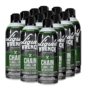 Liquid Wrench Chain Lube Heavy Equipment, Motorcycle, ATV or Bike Chain Lube Spray Reduces Friction, Prevents Corrosion, Long-Lasting Protection with Solid Lubricant 11 oz Case of 12
