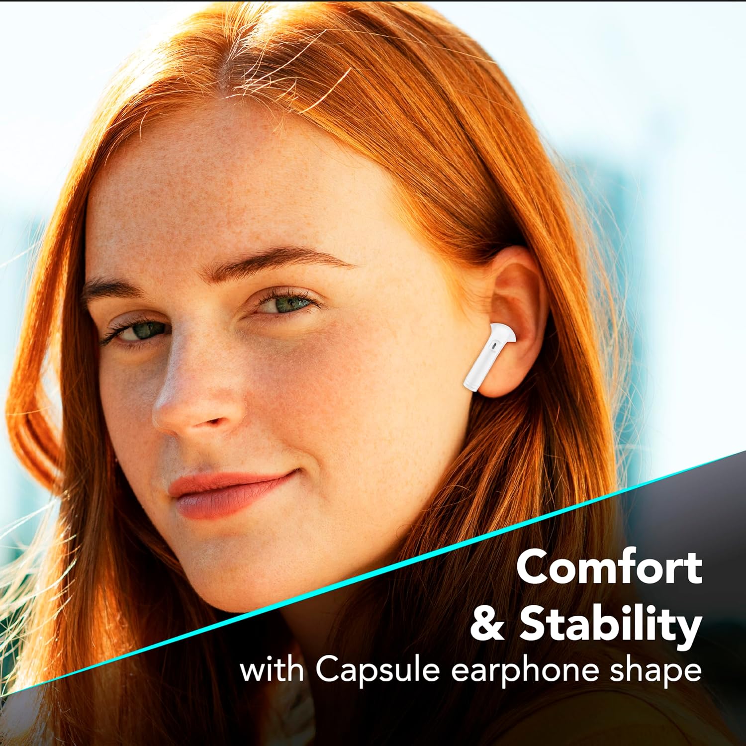 Person wearing a cellularline Key In-Ear True Wireless Earbud