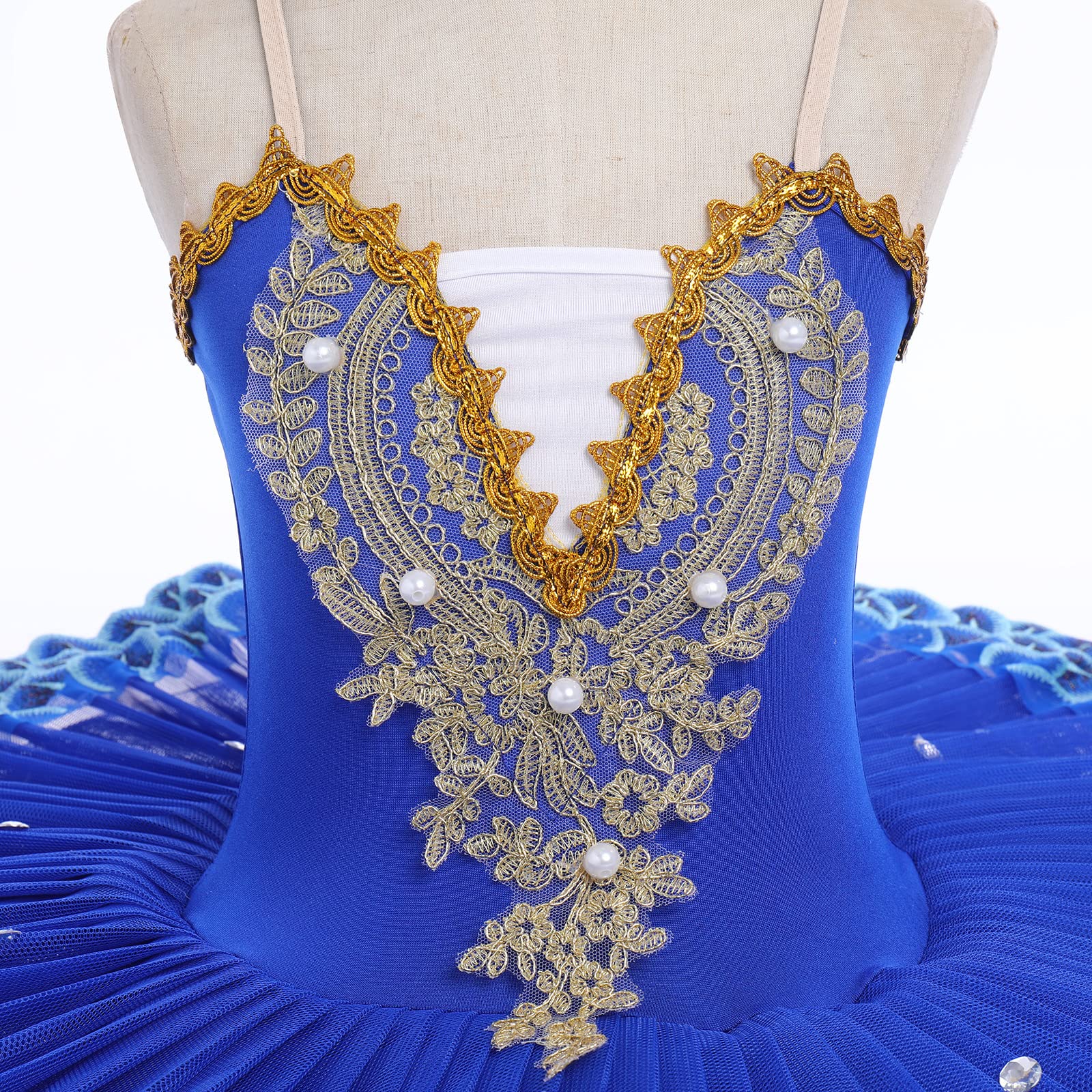 IBTOM CASTLE Fille sans Manches Robe Ballet Brodée de Plumes Justaucorps Gymnastique Patinage Ballet Tutu Costume de Danse Enfant Ballerina 4-14 Ans