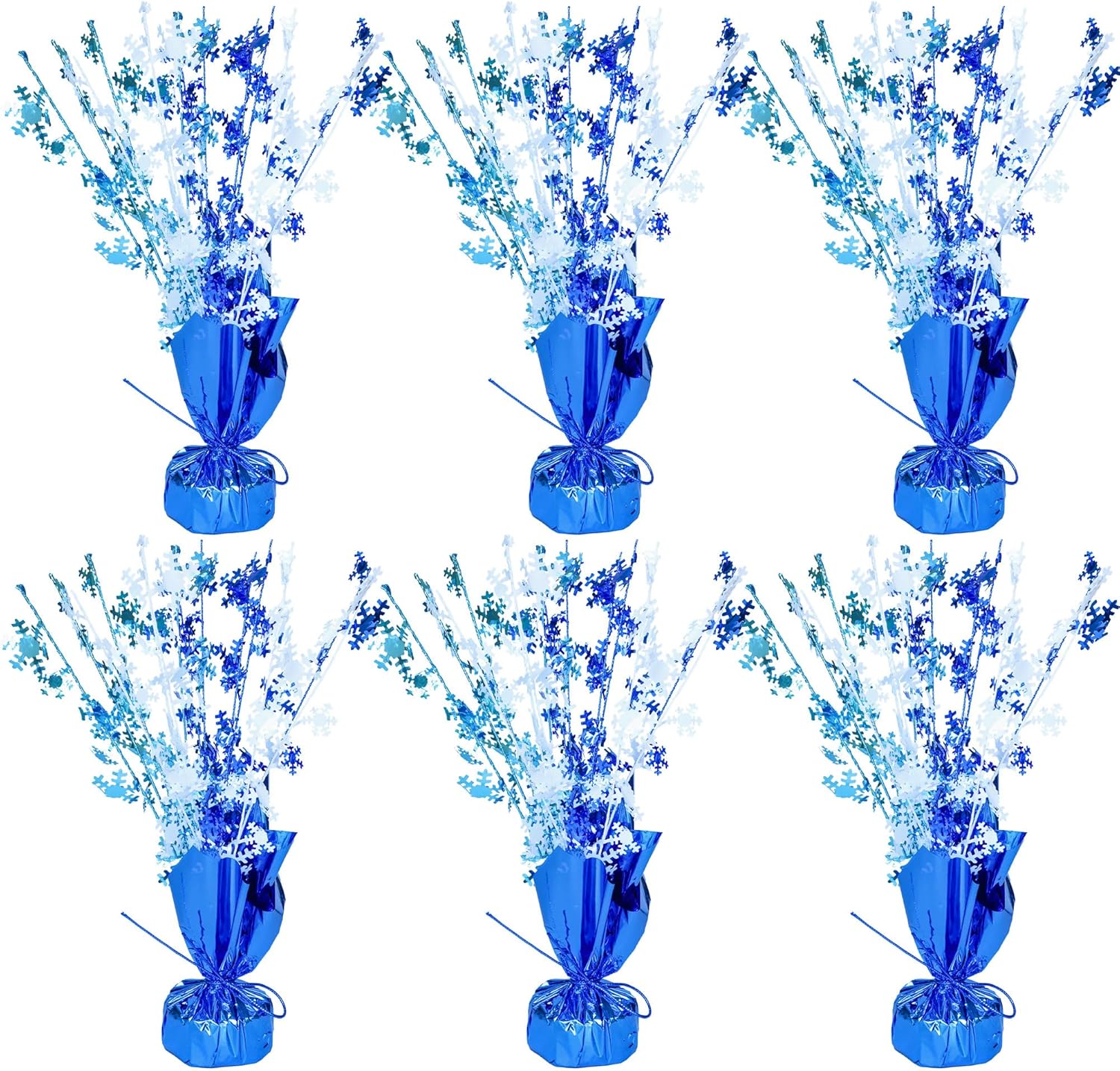 Gyufise 6 Pack Metallic Foil Spray Centerpiece Snowflake Table Decoration Burst Table Centerpieces Table Decor for Winter Wonderland Birthday Wedding Anniversary Holiday Party Supplies Multicolor