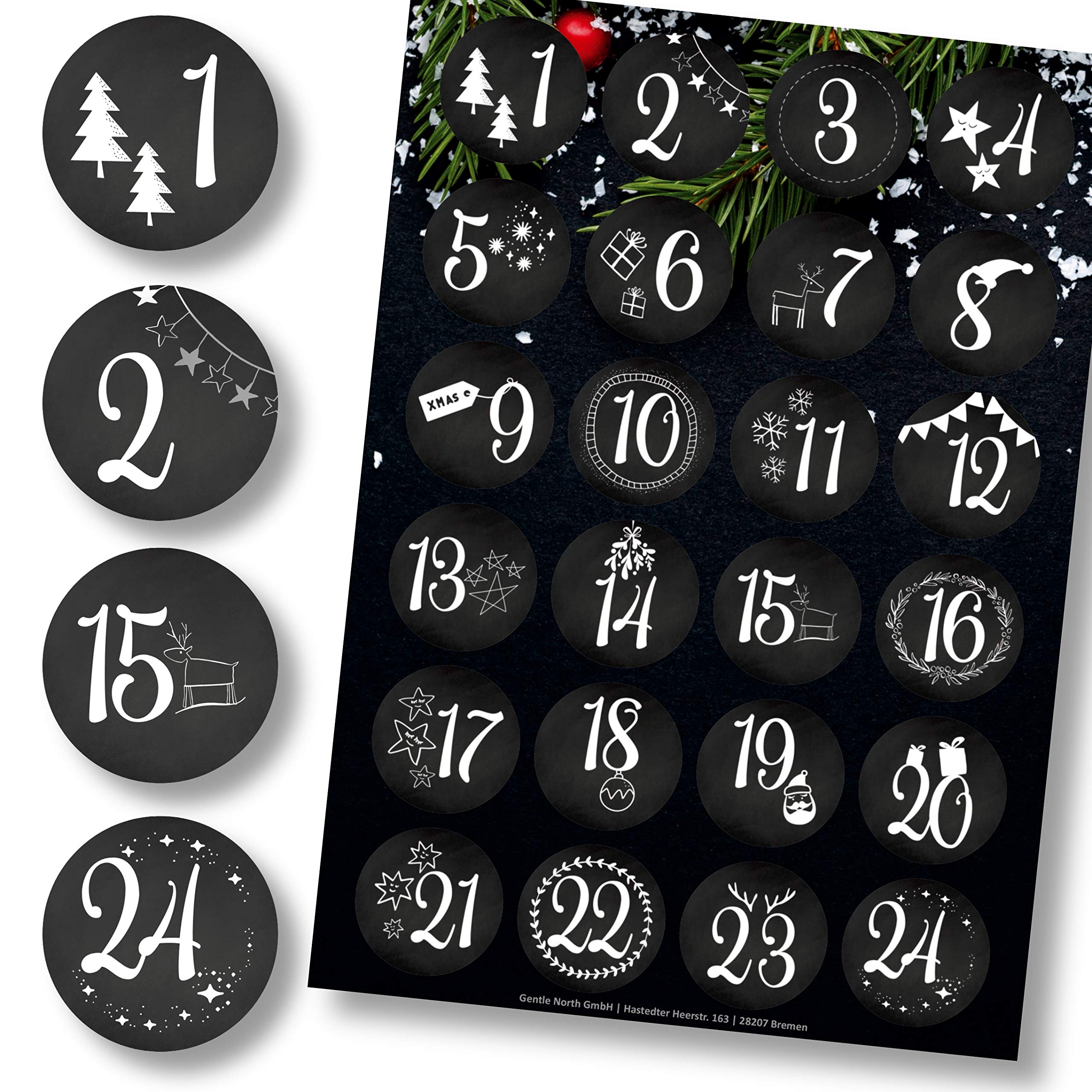 Adventskalender Zum Selber Befüllen - 24 Papiertüten Mit Aufklebern & Klammern