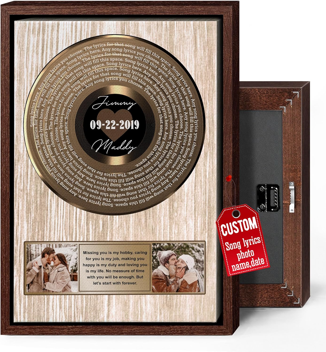 H-DEWALL Personalized Couple Photo Canvas: Preserve Your Love Story. Customized Canvas With Brown Frame Photo Gift for Couples. Cherish Your Special Moments And Adventures Together (Gifts For Couples