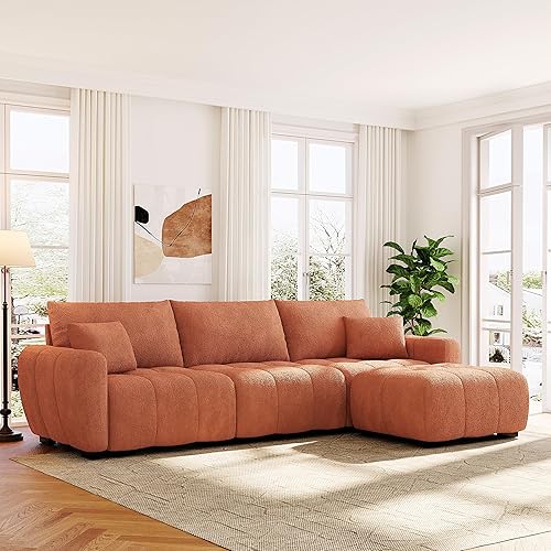110" Boucle Modular Sectional Sofa, 3-Seater Couch Set with Pull-line