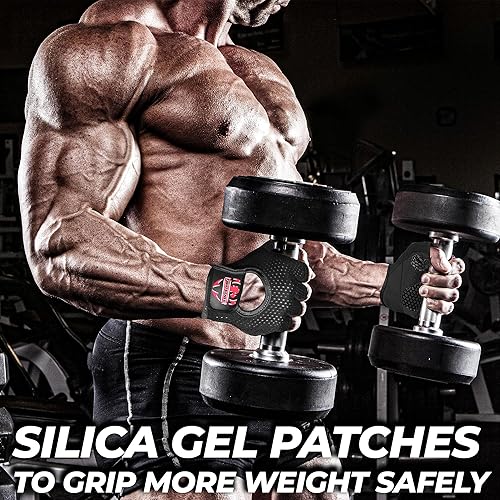 Miniatura 5 de FIGHTSENSE Guantes de levantamiento de pesas con protección completa de la palma de la mano, guantes de entrenamiento para hombres y mujeres,