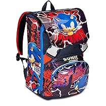 Seven Zaino Scuola Estensibile SONIC PRIME – Rosso Blu – Doppio Scomparto Sdoppiabile Tramite Zip Con Tasca Porta Borraccia – Bambino