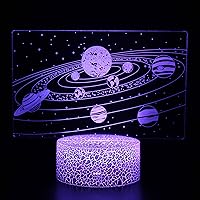 Vista 3 de ZYTC Luz nocturna de ilusión 3D, sistema solar, tres patrones, universo, espacial, galaxia, luz nocturna, escritorio, habitación, lámpara de ilusión