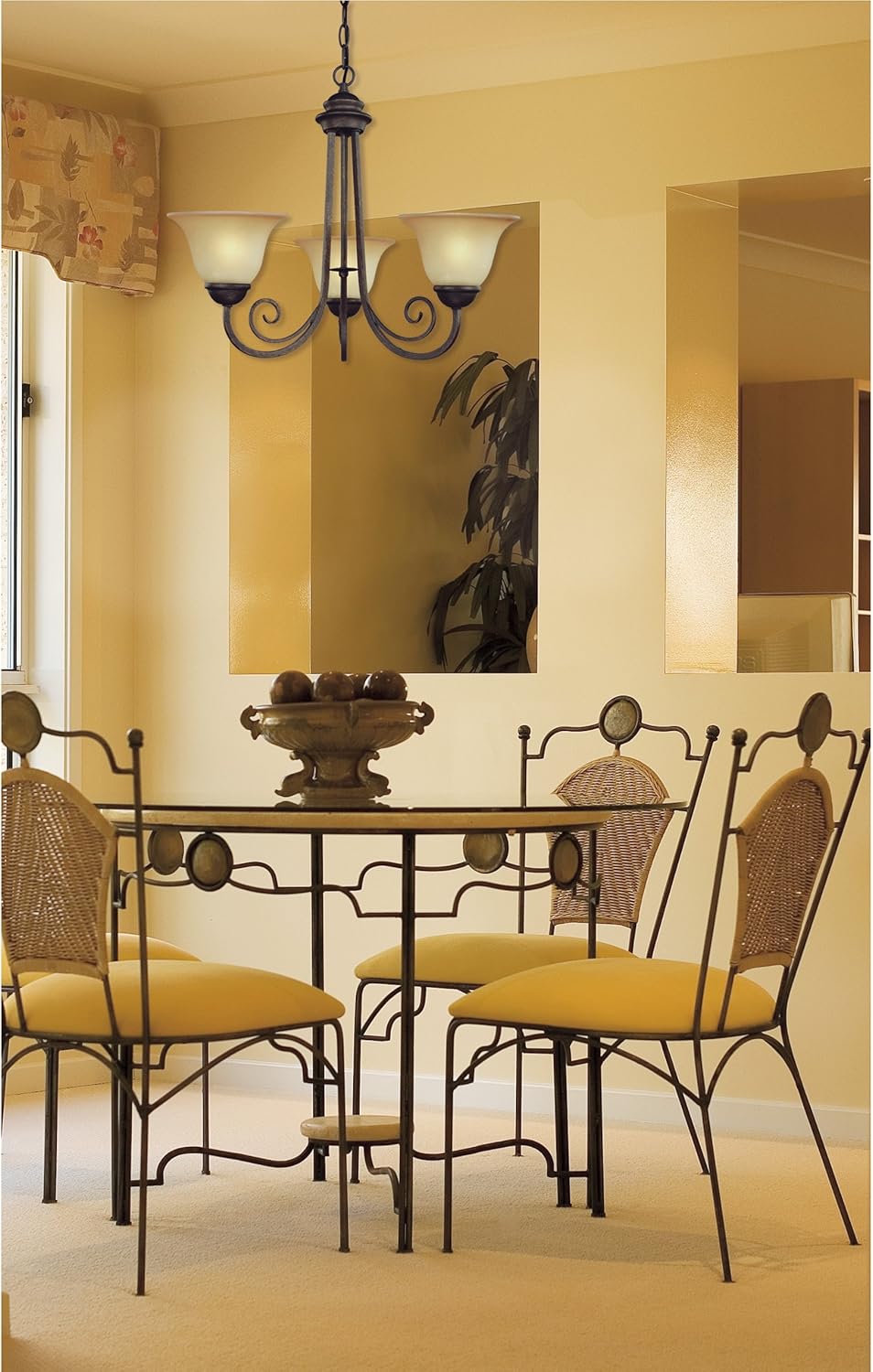 40% Off Discount Westinghouse Lighting 6658700 Three Light Interior Chandelier Ebony Bronze Finish with Aged Alabaster Glass
