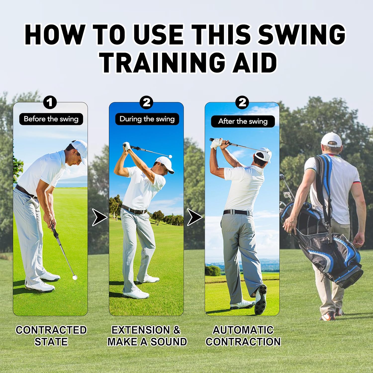 Retractable Golf Swing Trainer-Portable Indoor/Outdoor Swing Plane Aid for Muscle Memory,Tempo & Anti-Slice Training,Adjustable Golf Practice Tool for All Skill Levels.