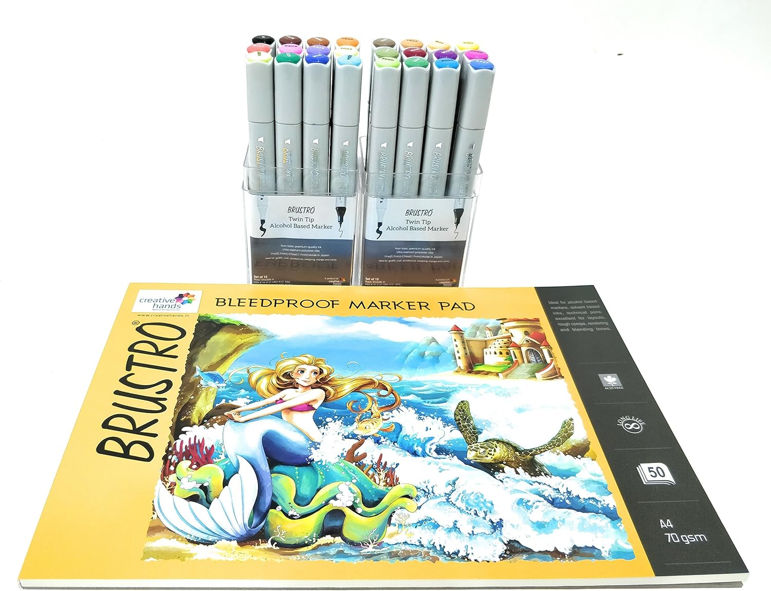 Brustro Twin Tip Alcohol Based Marker Set of 12 Basic A & Set of 12