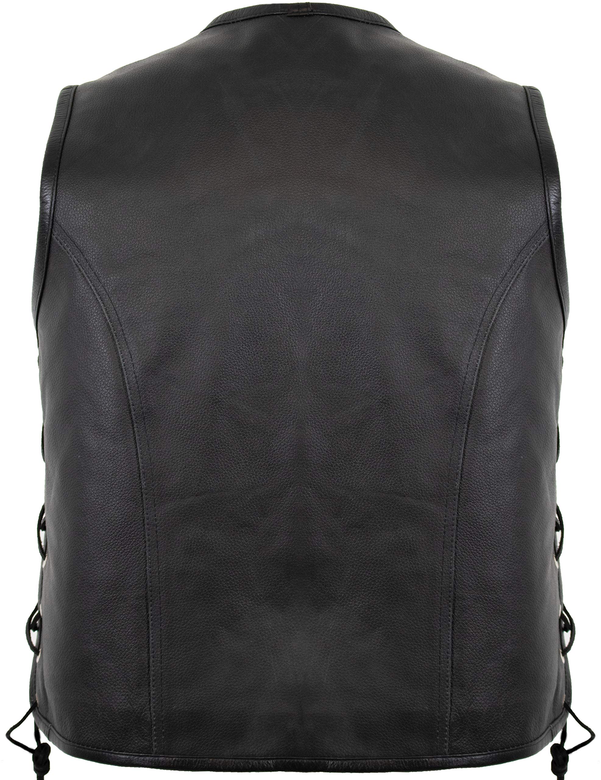 gilet in pelle, tasche applicate (S)