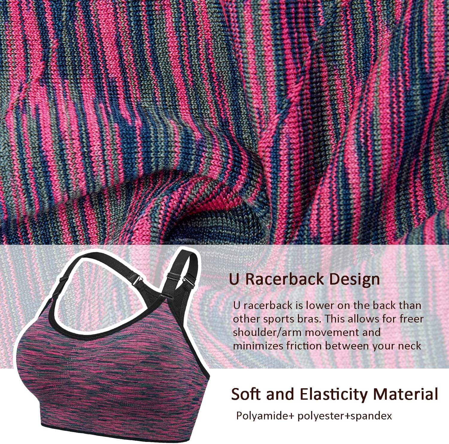 YEYELE Medium Support and Removable Pad Tank Top Racerback Post Surgery Sports Bras for Women - Image 4