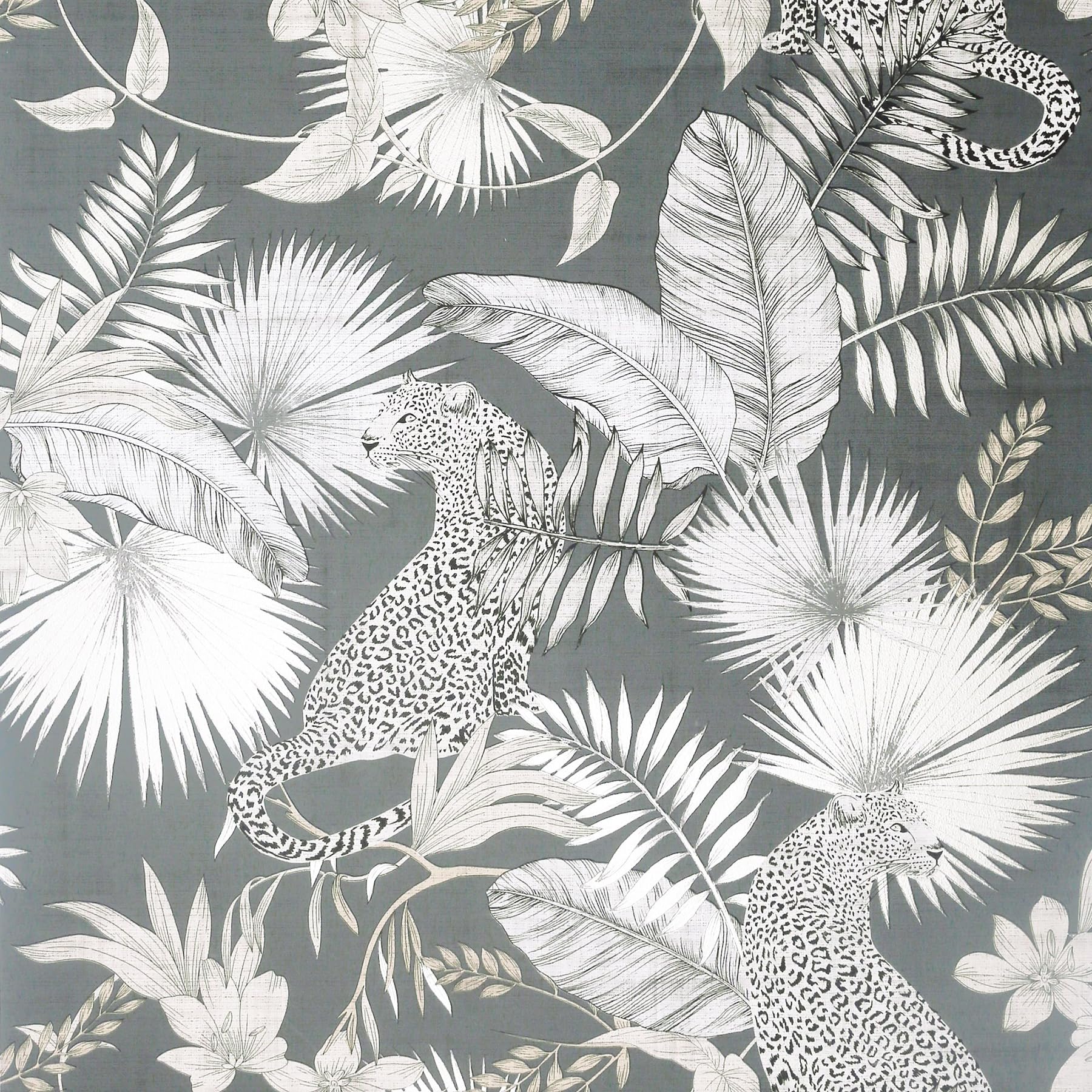 Arthouse Tropical Leopard Wallpaper Modern Tropical Palm Jungle Neutral