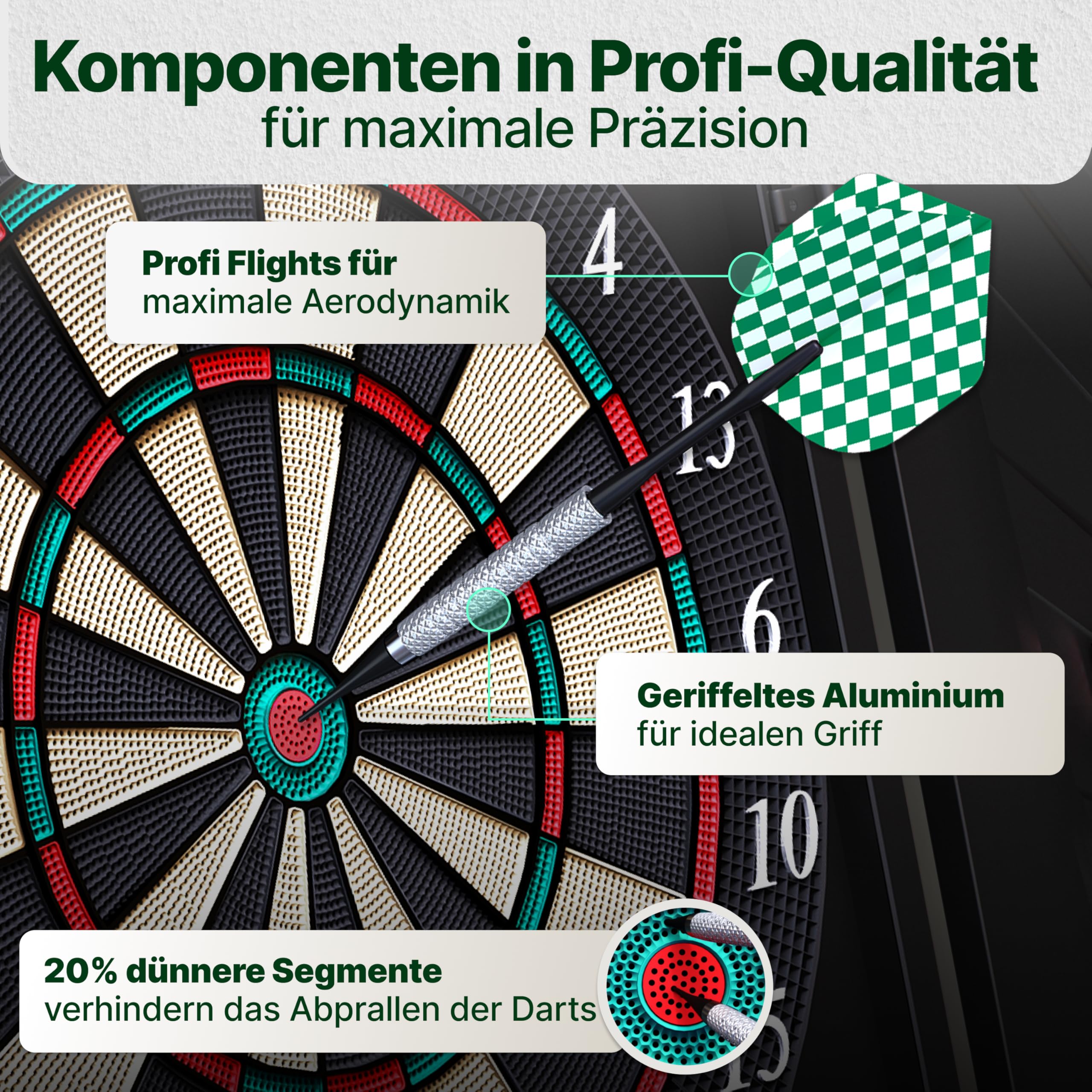 Ultrasport Dartscheibe Elektronisch Profi Set für 1-8 Spieler mit 15 Darts, 15 Pro Flights, 100 Pfeilspitzen, 3 Startlinien I Dartautomat