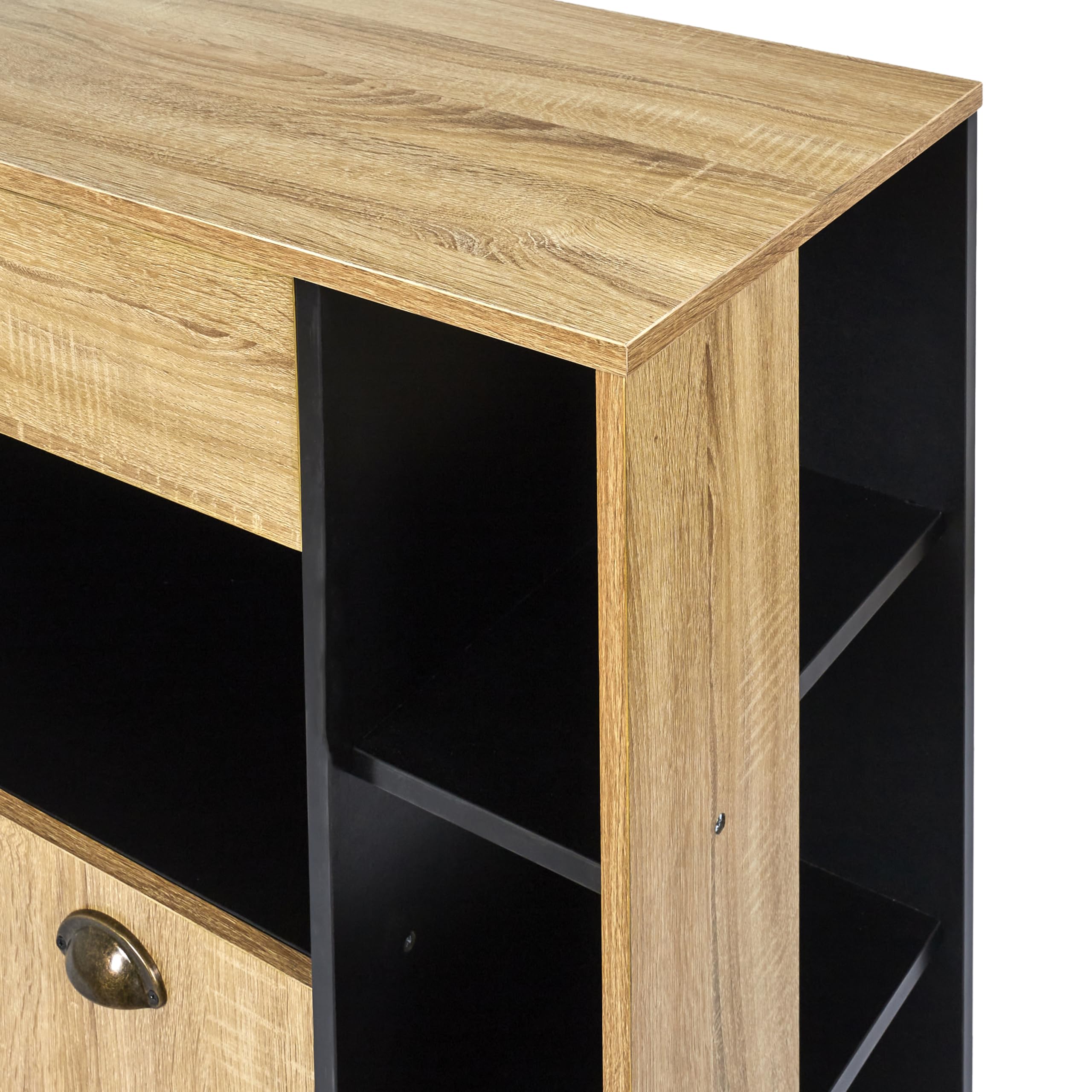 HOME DECO FACTORY Seifenspender Keramik Soft-Touch Schwarz | Küchenwagen, Holz, Mehrzweckaufbewahrung, auf Rollen, für Küche und Esszimmer, großes Modell, schwarz