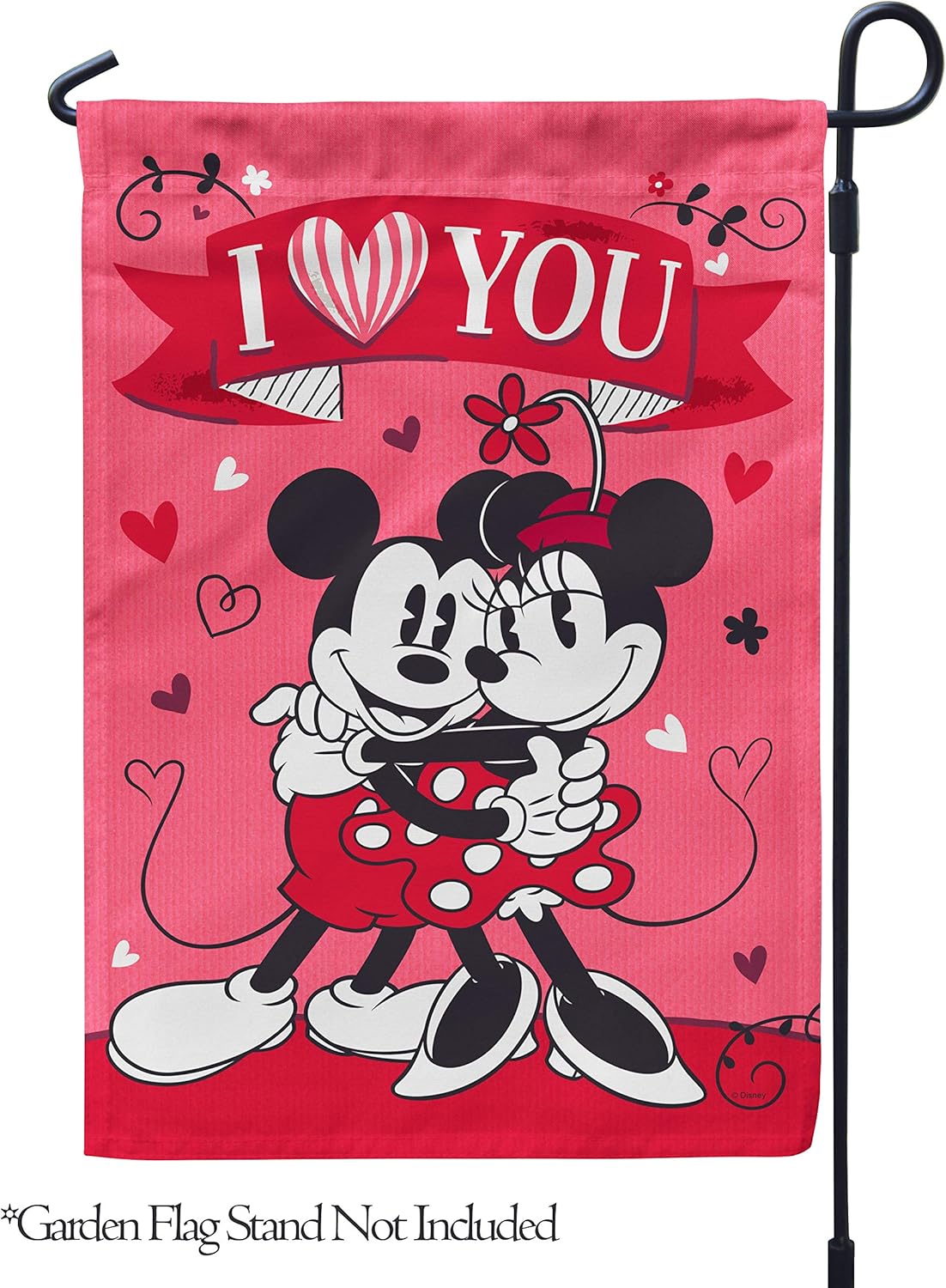 Flagology, Disney, I Love You Mickey & Minnie – Garden Flag 12" x 18", Exclusive Premium Fabric, Licensed Disney, Valentines (12" x 18")