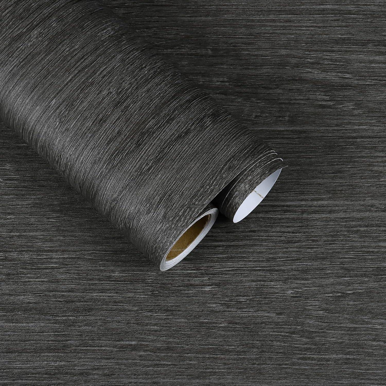 15.7"x472" Dark Grey Wood Contact Paper Peel and Stick Wood Grain Contact Paper for Countertops Waterproof Self Adhesive Removable Grey Wallpaper Vinyl Roll for Living Room Bedroom Cabinets