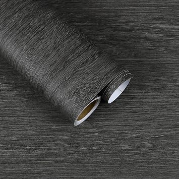 15.7"x472" Dark Grey Wood Contact Paper Peel and Stick Wood Grain Contact Paper for Countertops Waterproof Self Adhesive Removable Grey Wallpaper Vinyl Roll for Living Room Bedroom Cabinets